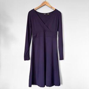 Eddie Bauer Faux Wrap Long Sleeve Purple Dress Womens Small Travel Comfycore